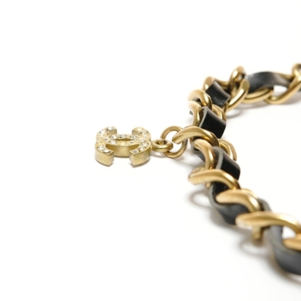 CHANEL 95P COCO Mark Rhinestone Chain Necklace gold WS24851 - Picture 4 of 4